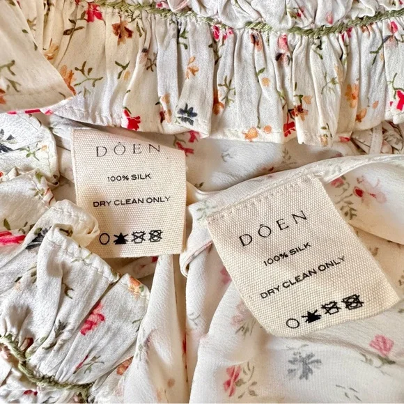 ✨🪷🍧DÔEN ‘Elle & Dew’ Silk Cottage Breeze Floral Embroidered Loungewear Set XS✨ - Picture 14 of 17